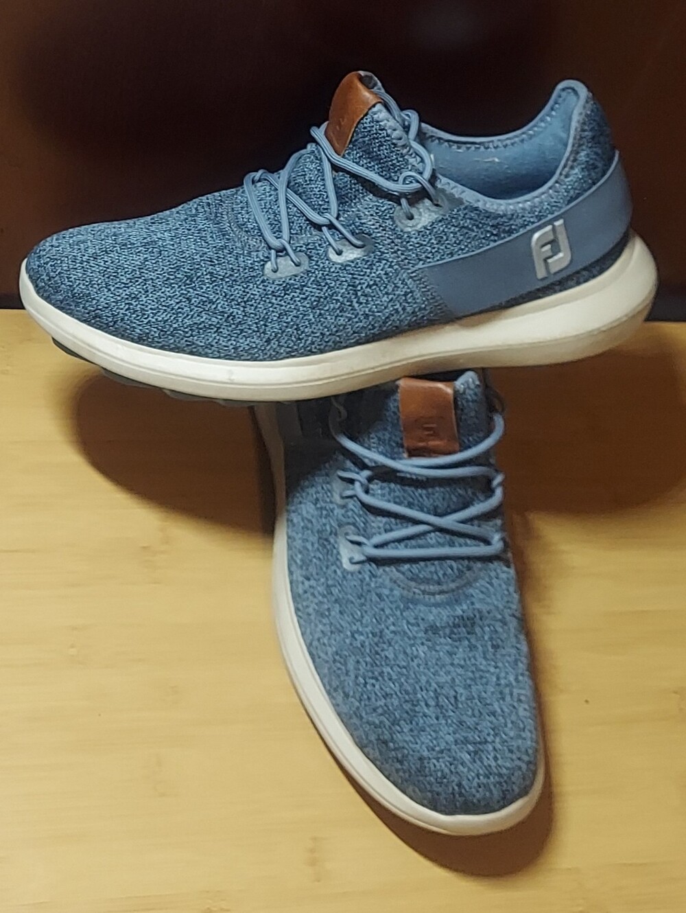 FOOTJOY 56132 MEN'S KNIT DENIM BLUE SYNTHETIC SPIKELESS GOLF SHOES SIZE 9.5 M